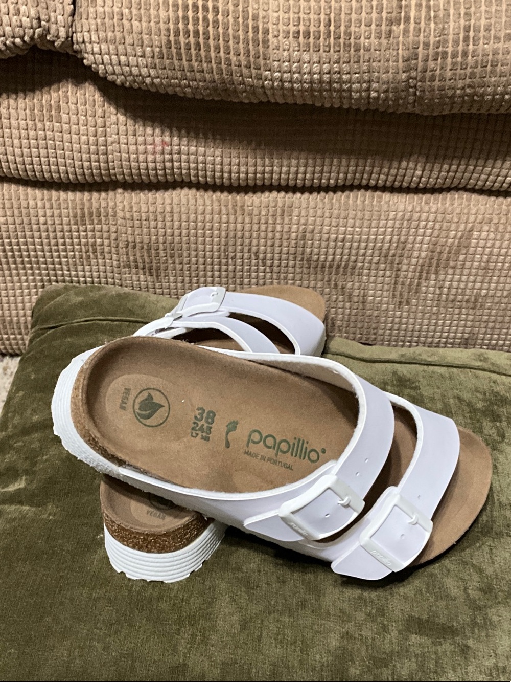 Papillio White Double-Buckle Platform Slide Sandals - Picture 6 of 12
